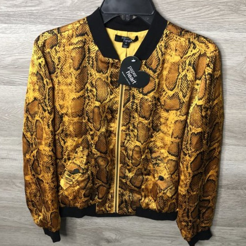 Paper Heart Sz 4 Snakeskin Varsity Full Zip Jacket